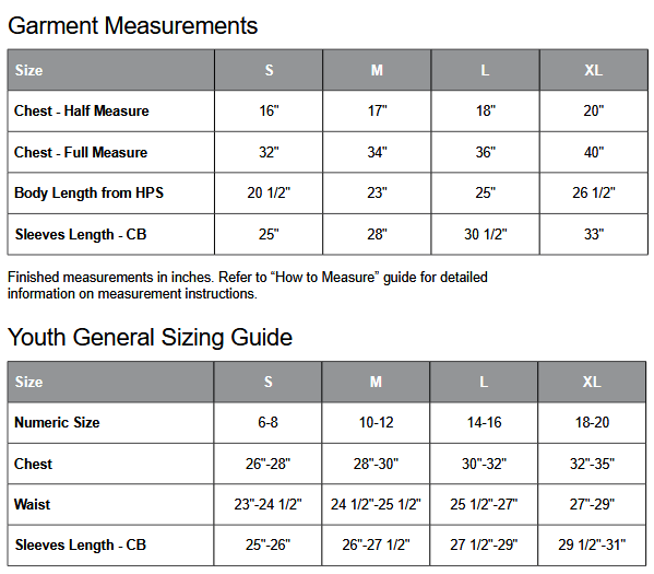 ATC Y2500 Hoodie Sizing Chart