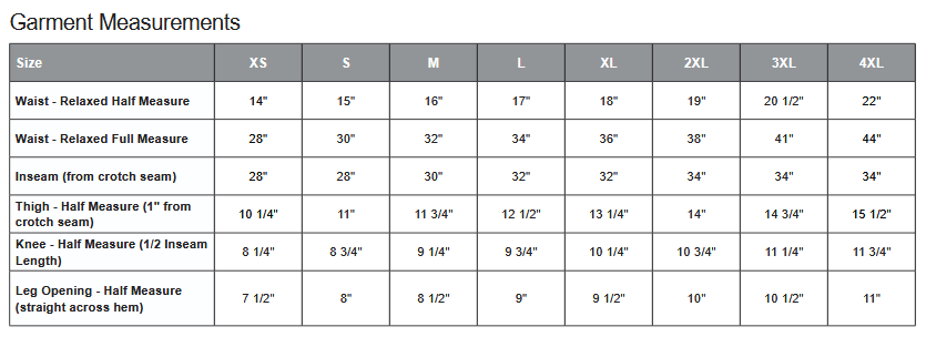 KOI 2280 Sweatpants Sizing Chart